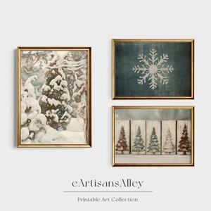 Christmas Gallery Wall Prints SET | Minimalist Watercolor Art | Holiday Wall Decor | Xmas Printable Set of 3 | Christmas Print Set | B-XMAS2