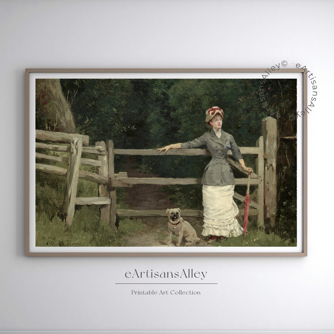 Victorian Lady and Dog | Classical Countryside Oil Painting | Elegant ...