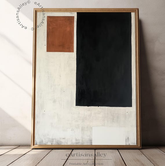 Wabi-Sabi Geometric Art Print: Black, Rust, Copper (Digital Download)