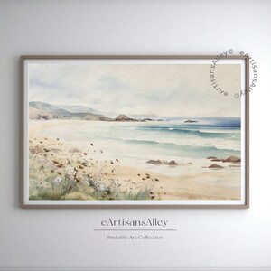 Beach Painting Printable | Muted Seascape Art | Coastal Farmhouse Decor | Instant Download | BYRN-SCW228