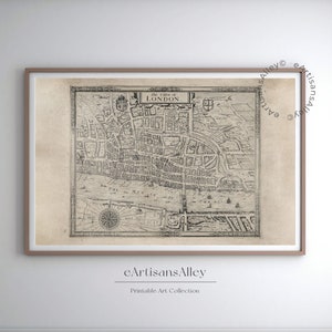 1633 City of London Vintage Map | Historical Cartography Art Print | Instant Download | BYRN225