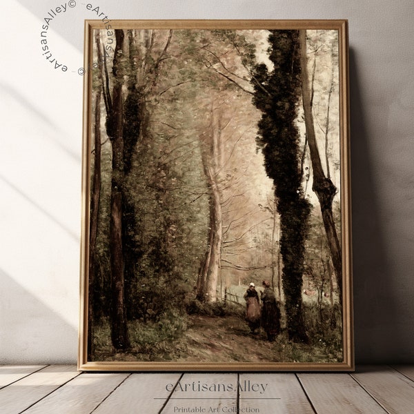 Whispering Woods | Tranquil Forest Walk Painting | Digital Art Print | Rustic Nature Scene | Woodland Stroll Artwork | BYRN204