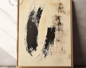 Wabi-Sabi Black Abstract Art: Minimalist Japanese Decor (Digital Download)