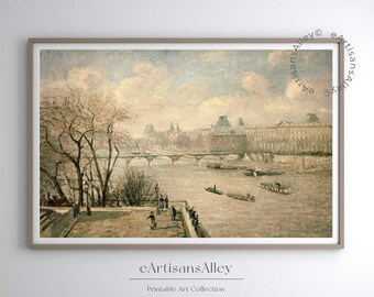 Seine River Paris Digital Art | Scenic Parisian Landscape Instant Download | French Urban Decor| BYRN137