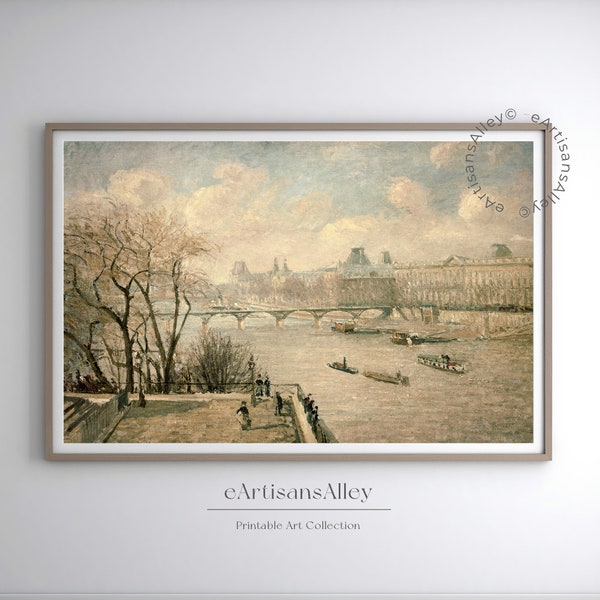 Seine River Paris Digital Art | Scenic Parisian Landscape Instant Download | French Urban Decor| BYRN137