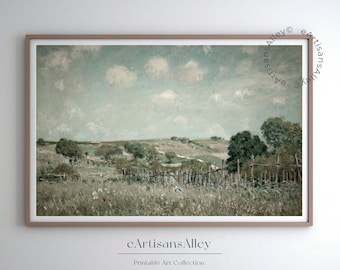 Impressionist Countryside Landscape Art Print: Rustic Pastoral Scene (Digital Download)