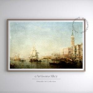 Vintage Venice Canal Oil Painting | Italian Print | European Home Decor | Printable Digital Download| Digital Wall Art| BYRN138