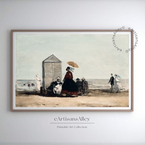 Vintage Beach Scene | Antique Art with Victorian and Ocean Elements | Victorian art | Digital Download | BYRN156