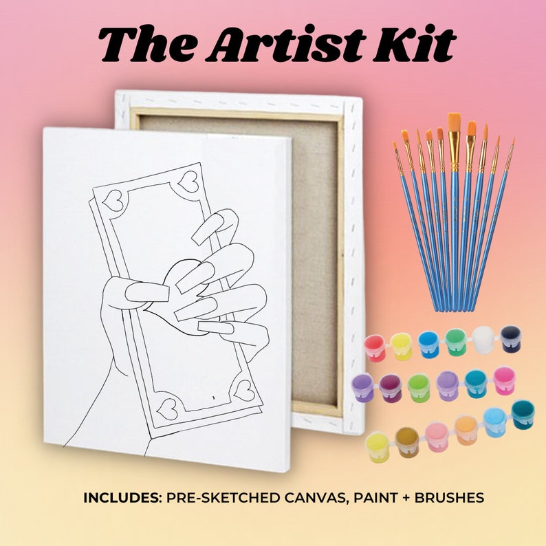 Adult Paint Kit DIY Paint & Sip Night Girls Night Presketched Canvas