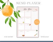 MENÜ-Planer rosa  in 4 Varianten | Digital zum Sofort Download | Essensplaner | Mahlzeitenplaner | Obst & Gemüse Design | Mealplan