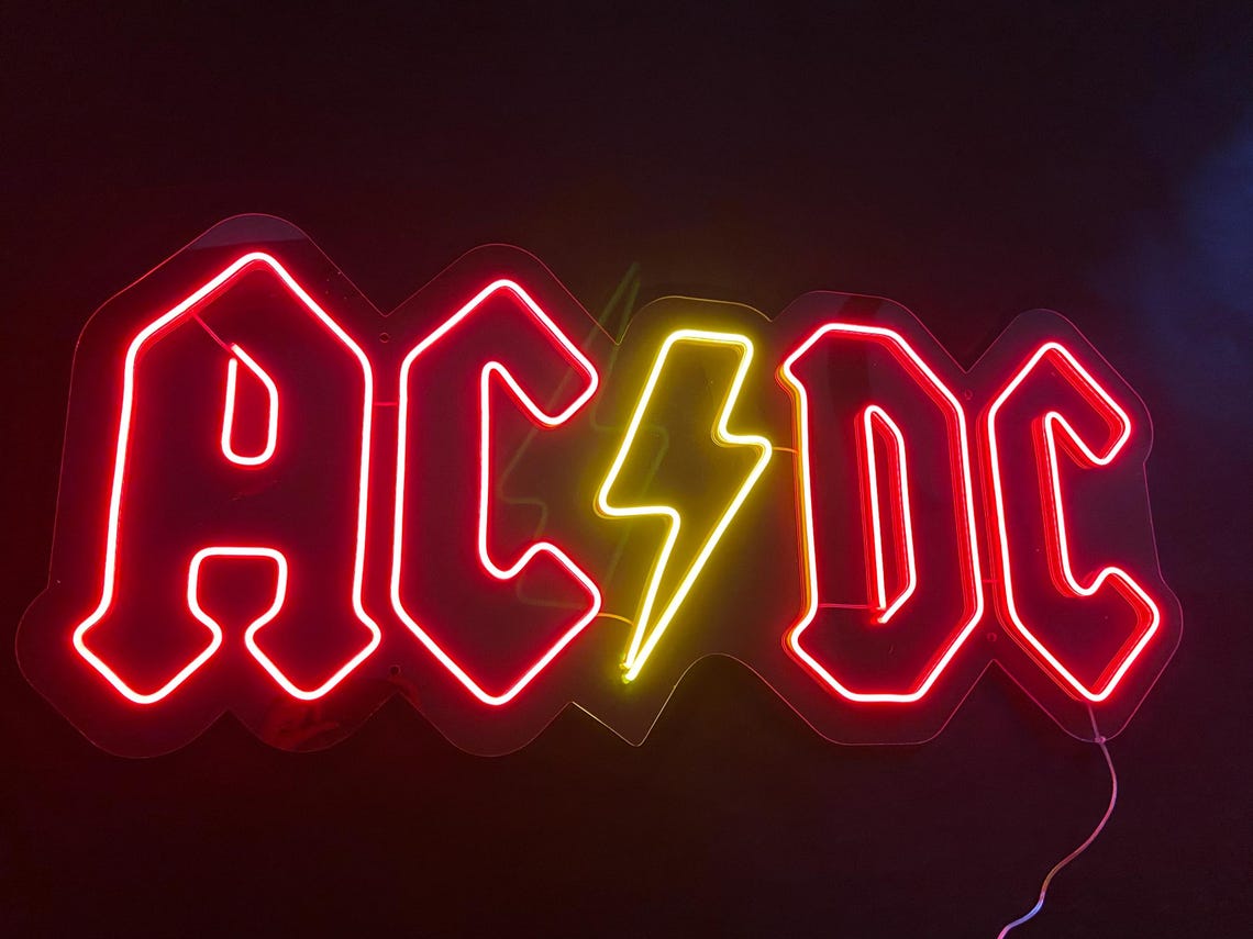 AC/DC - Neon Signg, Rock Band Handmade Night Lamp LED Neon Sign , Neon ...