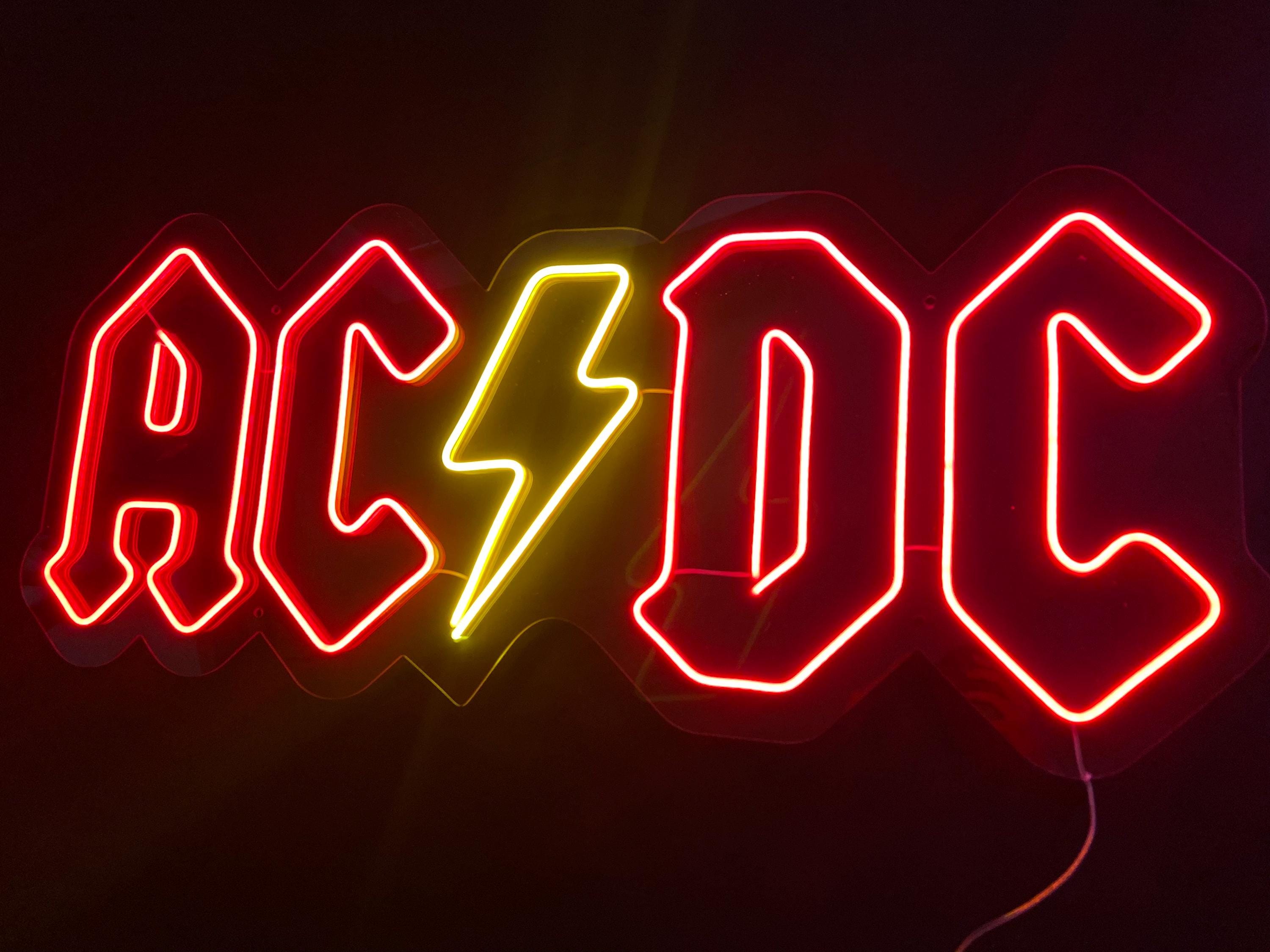 AC/DC - Neon Signg, Rock Band Handmade Night Lamp LED Neon Sign , Neon ...