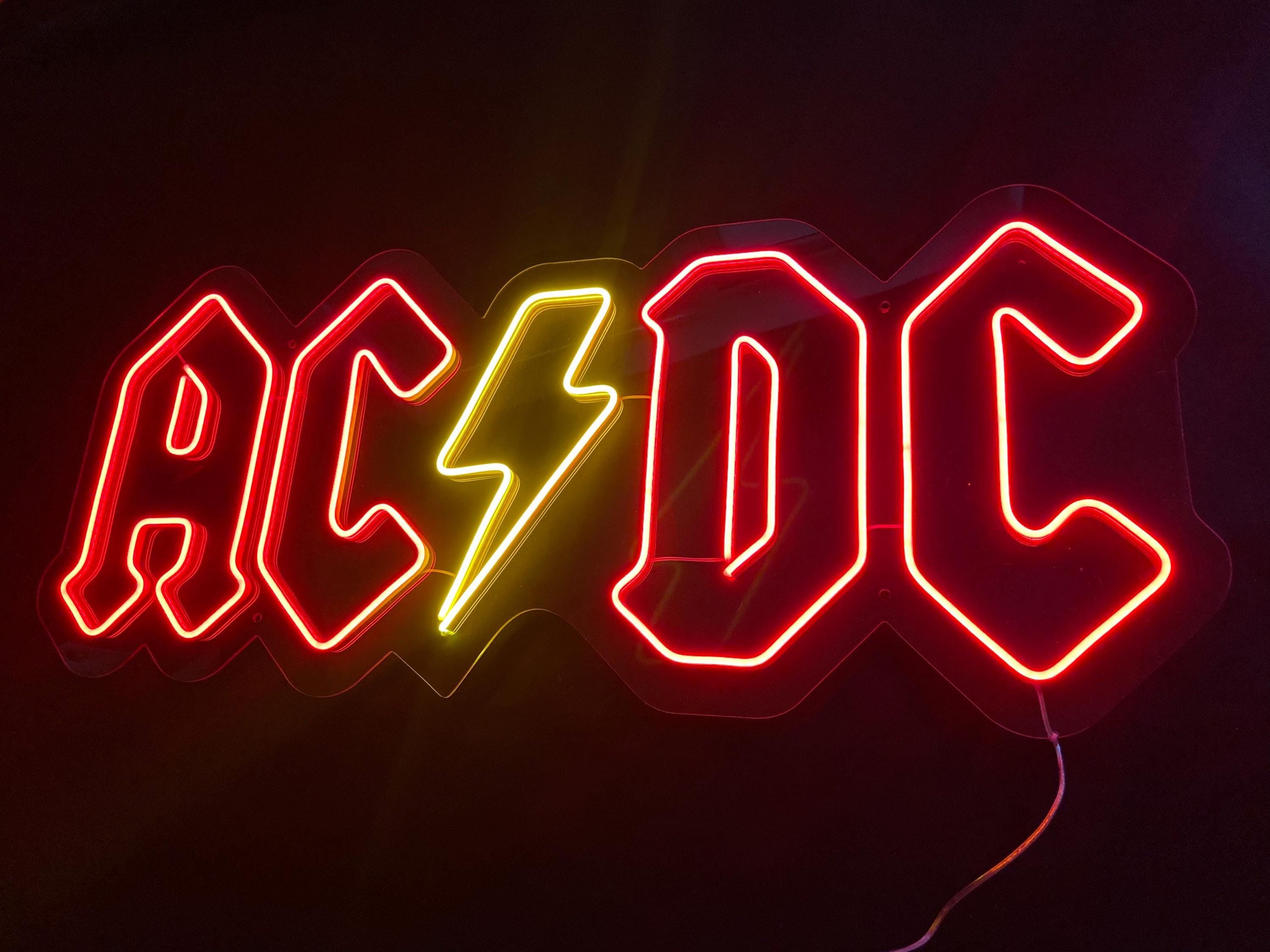 AC/DC - Neon Signg, Rock Band Handmade Night Lamp LED Neon Sign , Neon ...