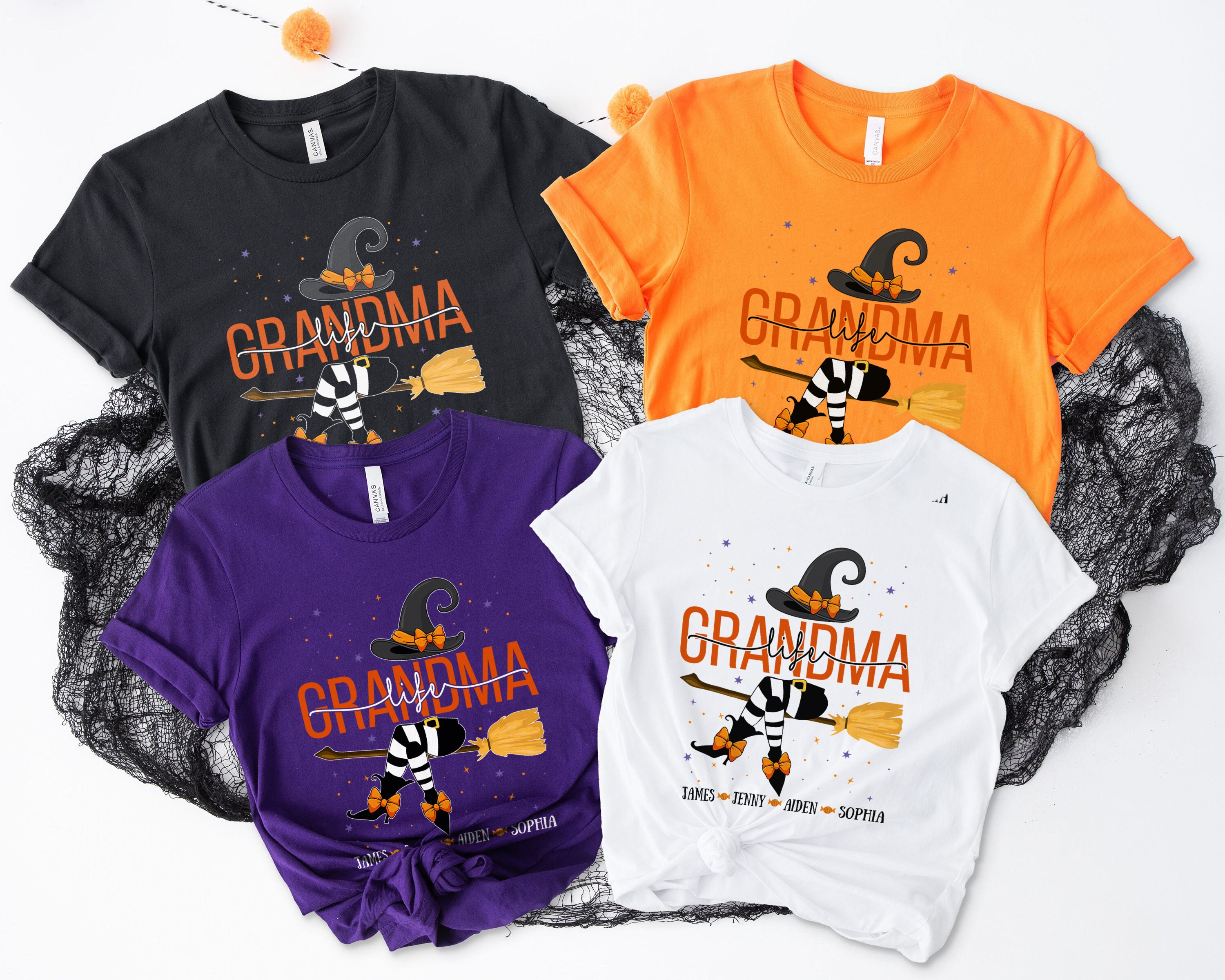 Discover Custom Halloween Grandma Witch Sweatshirt, Grandma And Grandkids Halloween Sweatshirt, Mama Life Sweatshirt, Mom Halloween Gift