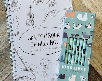 A5 Sketchbook Challenge Drawing Prompts for a Year for Teens / Adults  Unique Creative Art Sketch Book Pad Gift Mindfulness Christmas 