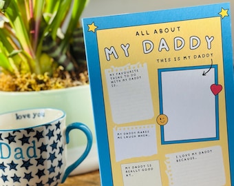 Create your own Father’s Day card - unique personal - Fill in the blanks - daddy dad fathers - diy special drawing - A5 personalised - kids
