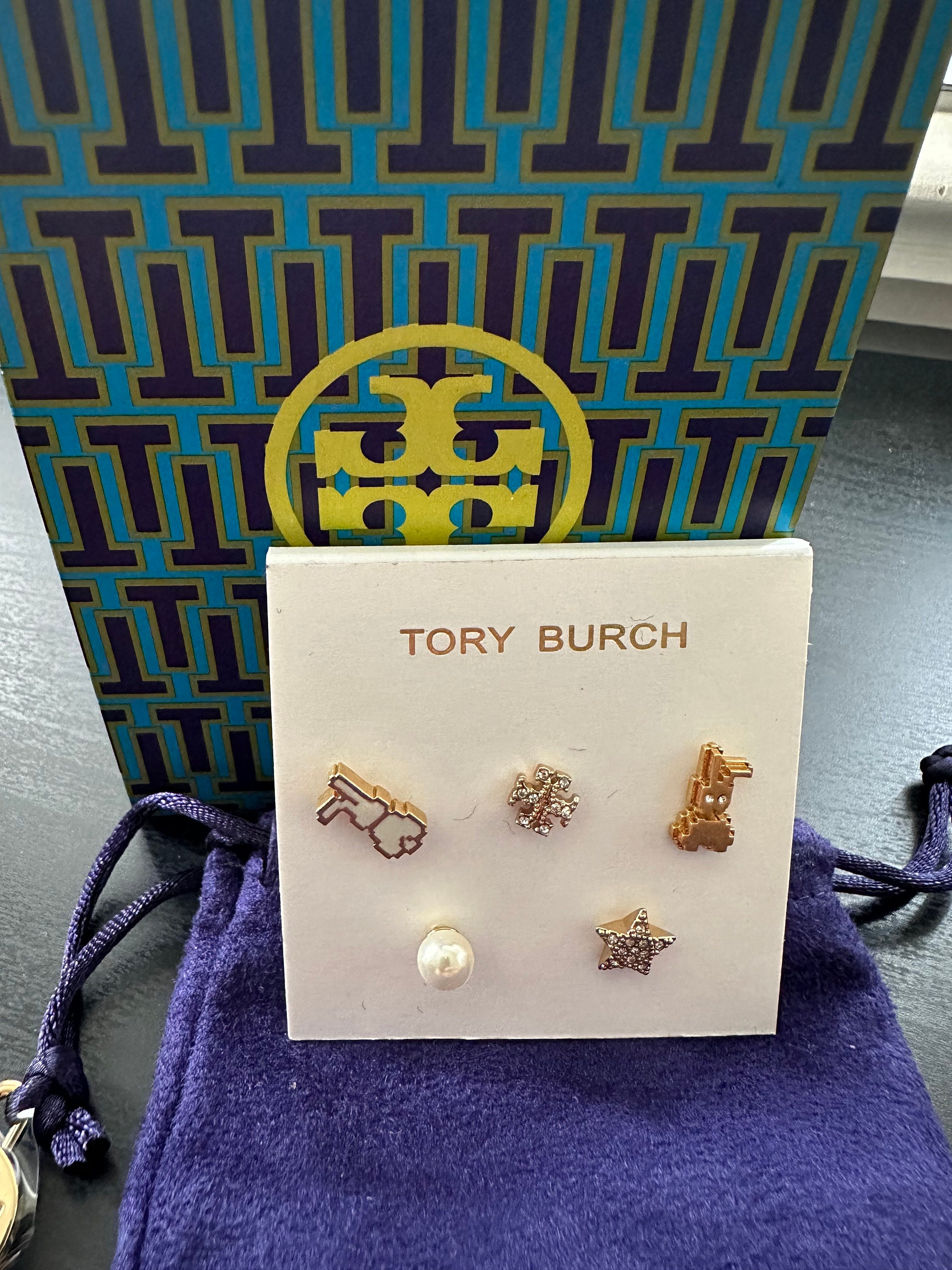 Buy Tory Burch Miller Stud Earrings  Gold Color Women  AJIO LUXE