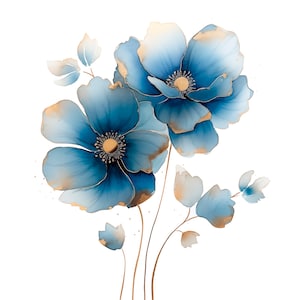 10 fiori astratti Clipart 2, stampa fiori, clipart acquerello stampabile, PNG di alta qualità, download digitale, artigianato con la carta, diari spazzatura