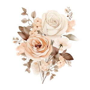 10 Clipart Floral Boho élégant aquarelle, clipart mariage, téléchargement immédiat PNG de haute qualité