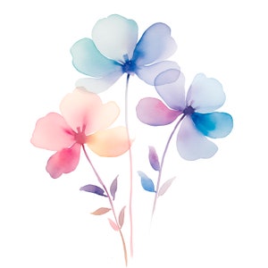 10 vari fiori Clipart, stampa fiori, clipart acquerello stampabile, PNG di alta qualità, download digitale, artigianato con la carta, diari spazzatura