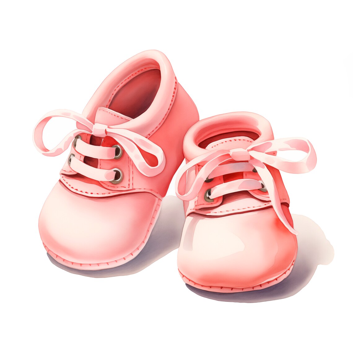 Watercolor Baby Girl Shoe Clipart 10 PNG Pink Newborn Nursery PNG Baby