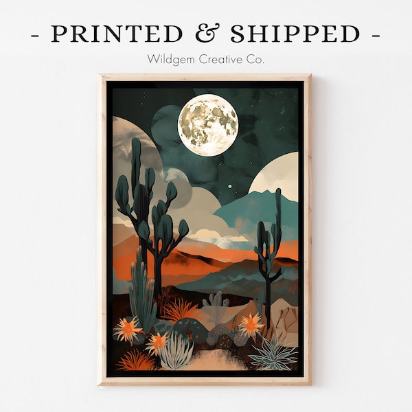 Southwestern Art, Cactus Art Print, Vintage Desert Wall Art, Southwest Wall Decor, Desert Landscape Art, Printed Poster