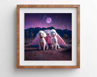 Poodle Wall Art, Poodle Decor, Poodle Art Print, Dog Art, Dog Decor, Animal Nursery Decor, Fantasy Pet Portrait, Celestial Stars, Girls Room