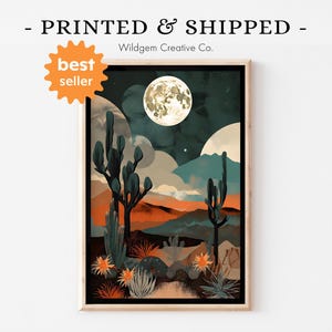 Southwestern Art, Kaktus Kunstdruck, Vintage Wüste Wandkunst, Südwesten Wand-Dekor, Wüstenlandschaft Kunst, gedrucktes Plakat
