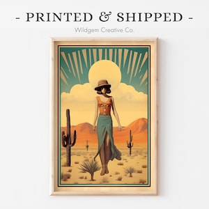 Vintage Art Print, Vintage Desert Poster, Feminist Art Design, Vintage Woman Desert Wall Art, Midcentury Desert Lady Wall Decor, Artistic