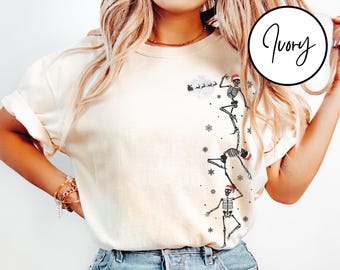 Comfort Colors® Dancing Skeleton Shirt Christmas Comfort Colors Shirt Funny Christmas Shirt Christmas Skeleton T-Shirt Retro Halloween Shirt