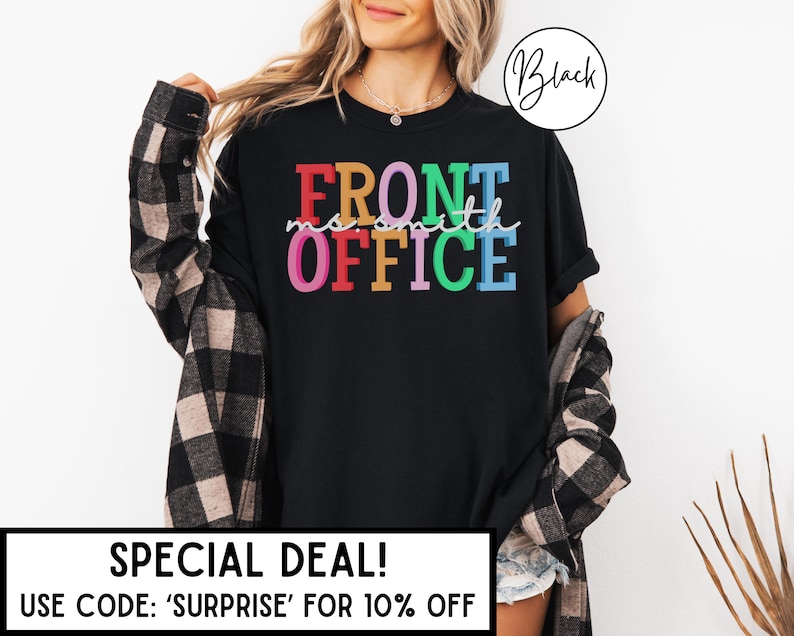 Comfort Colors Front Office Shirts Custom Name Front Office Shirt School Secretary Shirt Front Office TShirt School Admin Shirt Admin Gift immagine 2