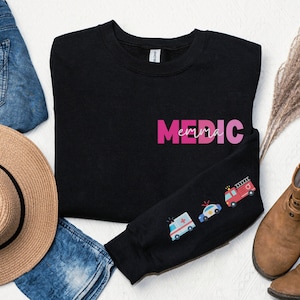Personalized Name Medic Sweatshirt Custom Name Paramedic Gift Emergency Medical Technician Crewneck EMS Pullover Custom EMT Sweatshirt