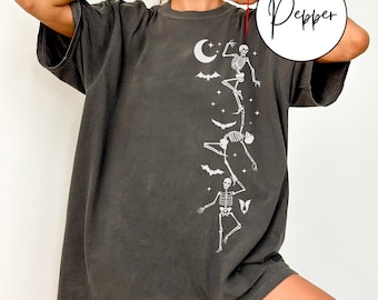 Comfort Colors® Dancing Skeleton Shirt, Halloween Comfort Colors Shirt, Spooky Season tee, Halloween Skeleton T-Shirt, Retro Halloween Shirt