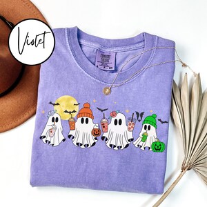 Comfort Colors® Сute Ghost Coffee Shirt, Сute Little Ghost Iced Coffee t-shirt, Boo Ghost Shirt, Ghost Coffee Shirt, Halloween Coffee Lovers