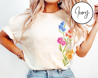 Comfort Colors® Wildflower Shirt Floral Cottagecore Shirt Botanical Shirt Womens Flower Shirt Nature Shirt Wildflower Tshirt Wild Flower Tee