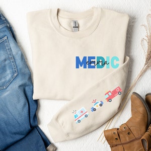 Personalized Name Medic Sweatshirt Custom Name Paramedic Gift Emergency Medical Technician Crewneck EMS Pullover Custom EMT Sweatshirt