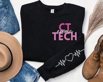 Personalized CT Tech Sweatshirt, Custom CT Technologist Hoodie, CT Tech Gift, Nurse Appreciation Gift, Computed Tomography Crewneck,Cat Scan