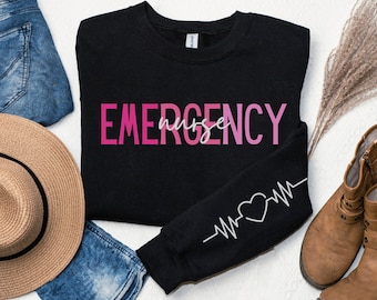 Custom Emergency Nurse Sweatshirt Emergency Nurse Hoodie Emergency Dept Sweatshirt Emergency Department Hoodie ER Nurse Sweatshirt