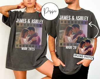 Personalized Couple Shirt, Custom Photo Engagement Comfort Colors Shirt, Vintage Couple Picture Shirt, Wedding Anniversary Gift, Couple Gift