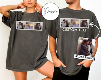 Personalized Couple Shirt, Custom Photo Engagement Comfort Colors Shirt, Vintage Couple Picture Shirt, Wedding Anniversary Gift, Couple Gift