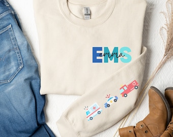 Custom EMS Nurse Sweatshirt, Personalized EMS Sweatshirt, EMS Nurse Gift, Emergency Medical Services Crewneck,Paramedic Pullover,Emt Sweater