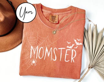 Camiseta Momster de Comfort Colors®, camiseta de Halloween para mamá, bonito regalo de Halloween para mamá, camiseta familiar de Halloween, camiseta de Halloween para mamá, camiseta Momster