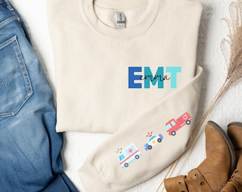 Personalized EMT Nurse Sweatshirt, Custom EMT Nurse Sweatshirt, EMT Nurse Gift, Emergency Medical Technician Crewneck, Paramedic Pullover