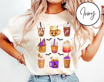 Comfort Colors® Сute Ghost Coffee Shirt, Сute Little Ghost Iced Coffee t-shirt, Boo Ghost Shirt, Ghost Coffee Shirt, Halloween Coffee Lovers