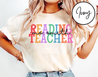 Comfort Colors Reading Teacher Shirt Custom Name Reading Teacher Shirt Custom Reading Team Shirts Librarian Shirt Elementary Teacher Shirt