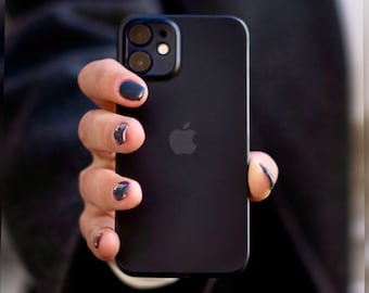 Minimal 0,3mm Schwarz Hülle - iPhone 13 12 11 Mini Pro Max - Schwarz matt durchsichtige UltraSlim Handyhülle
