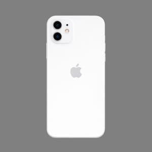 Może przedstawiać: Biały smartfon z podwójnym obiektywem aparatu i srebrnym logo Apple. Telefon ma zaokrąglone rogi i minimalistyczny design. Obiektywy aparatu są czarne.