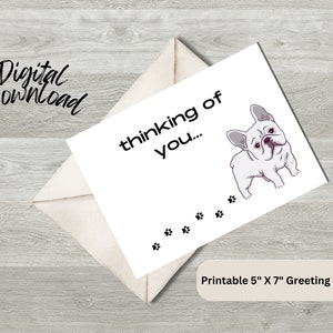 Thinking of You Druckbare Grußkarte / Französische Bulldogge / Digitaldruck / Geschenk / Sentimentale Karte