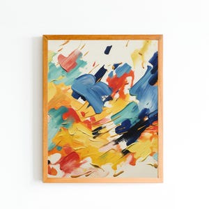 Colorful Abstract Brushstroke Affordable Wall Art Print with Bold Modern Texture for Vibrant Contemporary Home Decoration, Download Poster