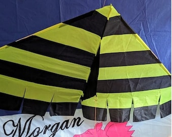 Morgan Kites Bumblebee Delta. Easy to launch graceful flyer. Outdoor fun for all ages.  A unique handmade gift. It's the bee's knees.
